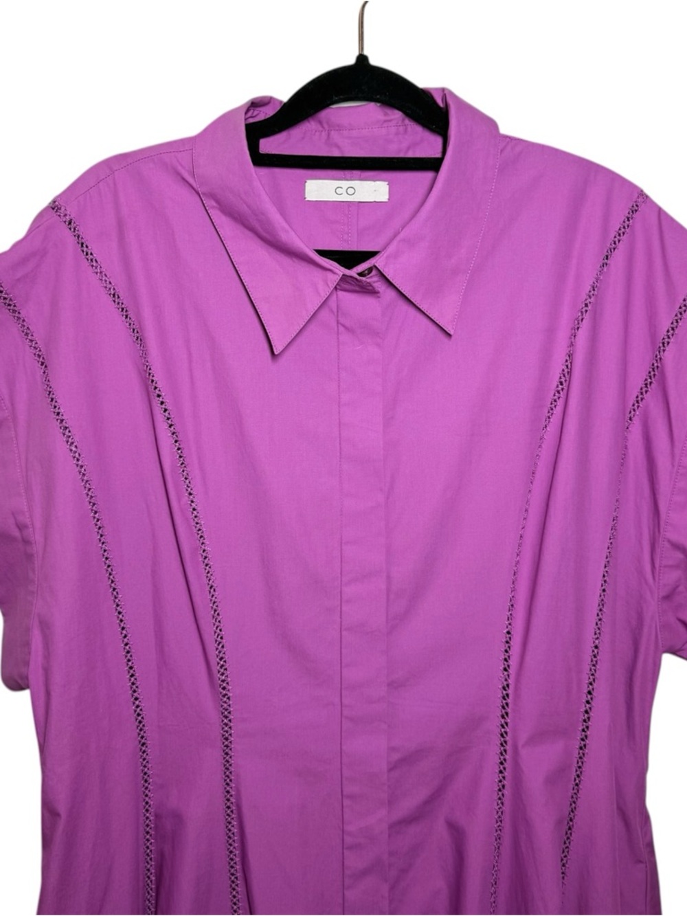 Co Collection Orchid Purple Cotton Button Front Midi Shirt Dress - XL - Picture 5 of 13